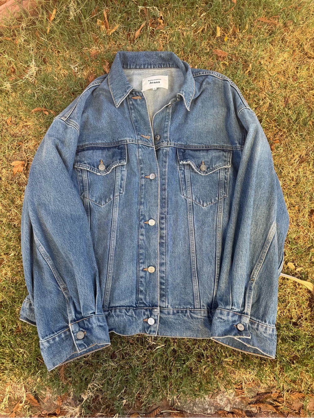 Reformation denim jacket size large
